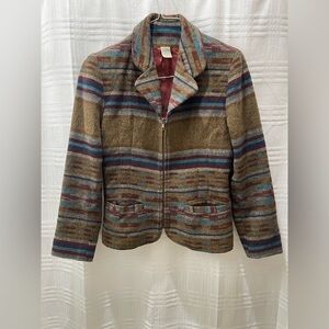 Wool Blend zip up western blazer